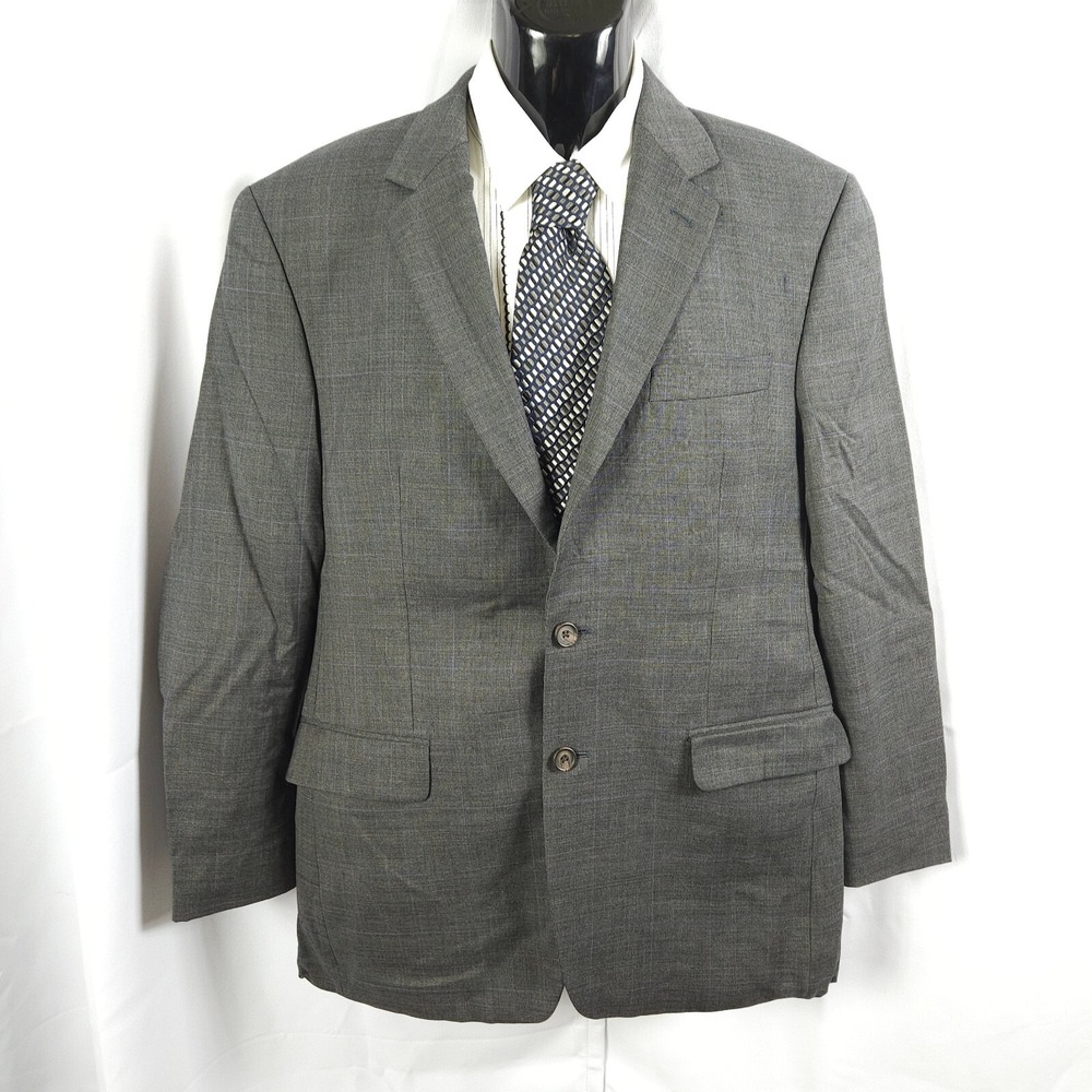 Lauren Ralph Lauren Gray Plaid 100% Wool 2-Button Single Vent Blazer Men's 40R